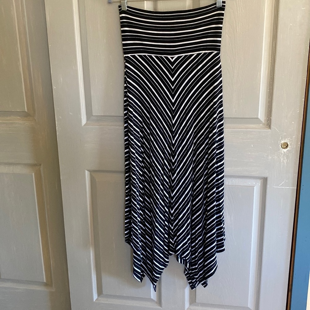 Black and white striped maxi dress. Size S